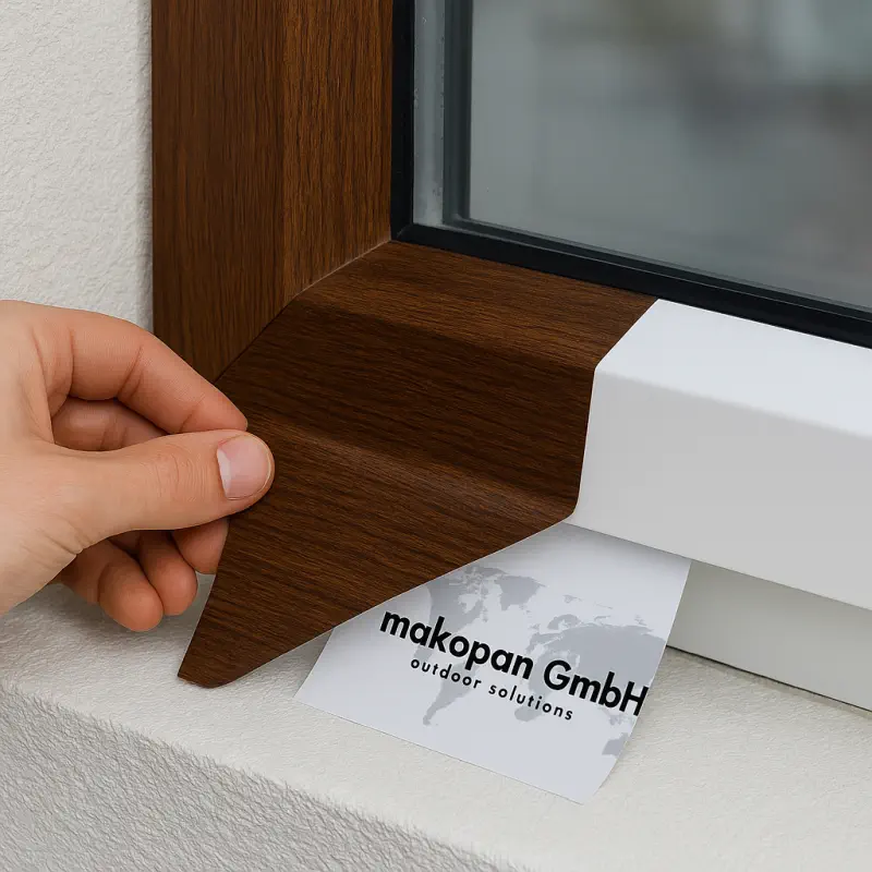 Ventana de PVC con vinilo RENOLIT Golden Oak
